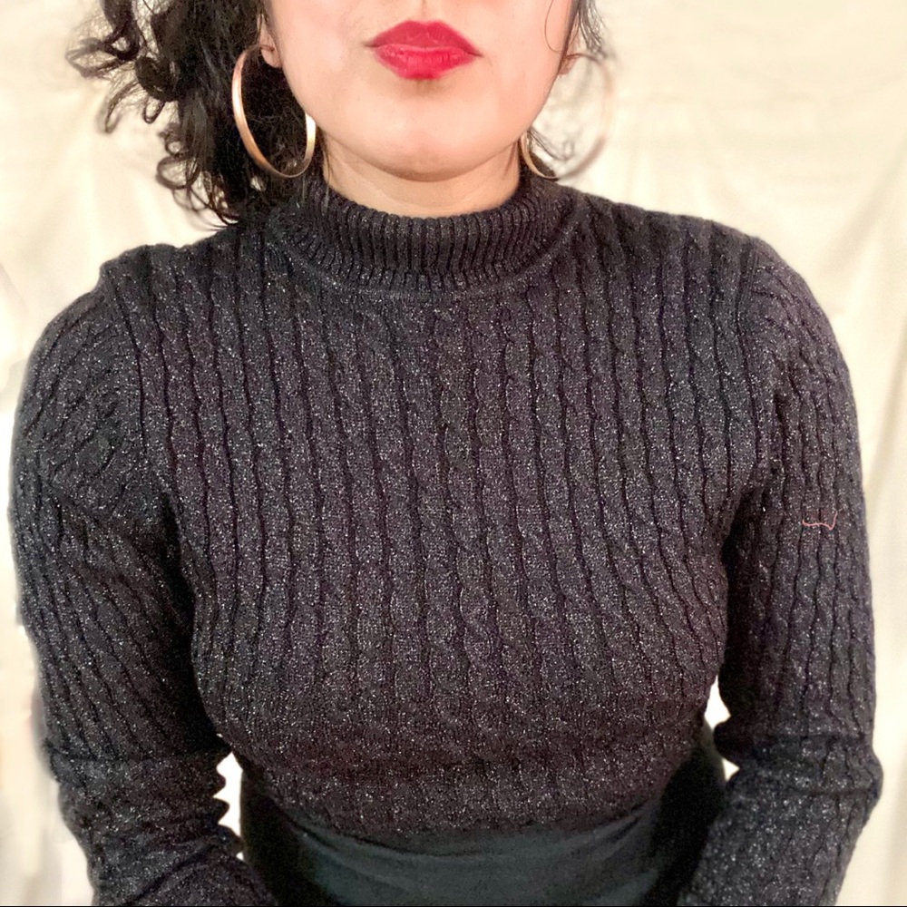 Vintage Emanuel Ungaro Shimmery Black Turtleneck